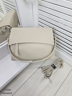 Клатч з клапаном з м'якої еко шкіри - БЕЖЕВИЙ