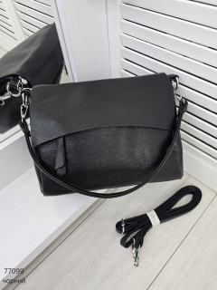 Клатч з клапаном з м'якої еко шкіри - ЧОРНИЙ