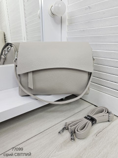 Клатч з клапаном з м'якої еко шкіри - СІРИЙ СВІТЛИЙ